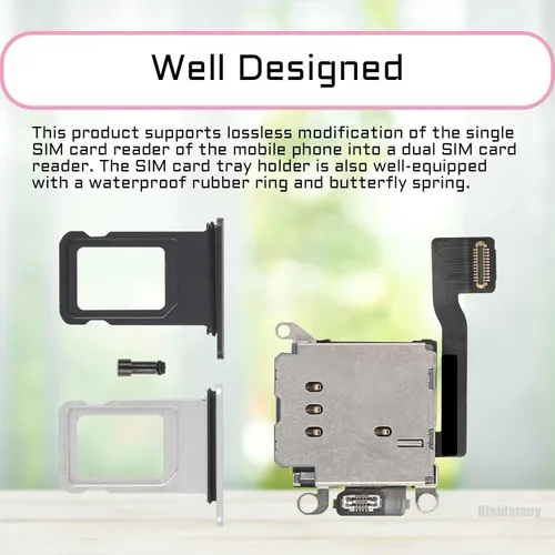 Vista 5 de para iPhone XR Dual SIM lector de tarjetas Flex Cable con SIM negro y plateado Bandeja de doble ranura para tarjeta de reemplazo con SIM Expulsión