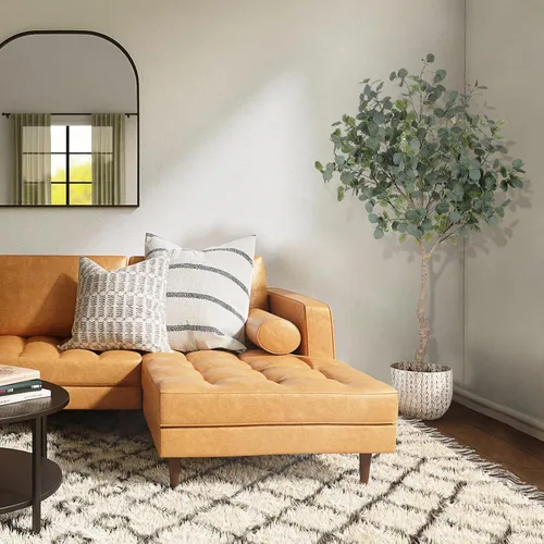 Vista 7 de LYERSE Árbol de eucalipto artificial de 6 pies en maceta de vivero de plástico, tallos altos de eucalipto sintético, plantas falsas con 846 hojas