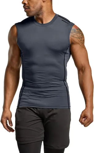 Vista 12 de TSLA Camisetas de entrenamiento sin mangas para hombre, camisetas de compresión de secado rápido para correr, camisetas sin mangas de entrenamiento