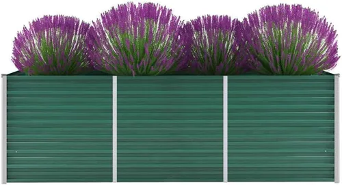 Vista 10 de Jardín elevado de acero galvanizado de 39.4 x 15.7 x 17.7 pulgadas, verde, cama de jardín elevada, macetas al aire libre para jardín de hierbas