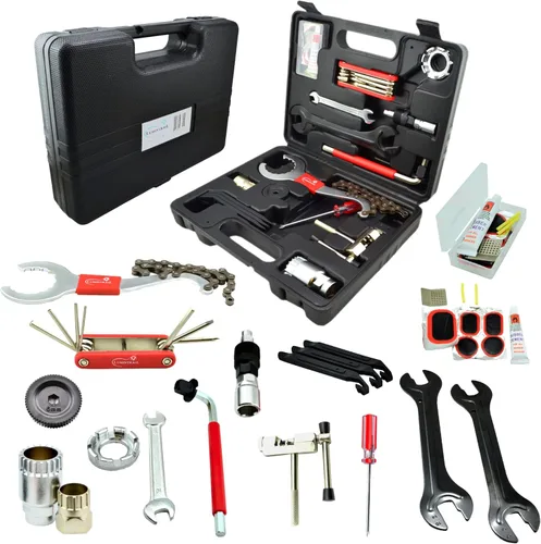 Vista 6 de Lumintrail Kit de herramientas de reparación de bicicletas de montaña, tierra y carretera, 26 piezas, kit de herramientas de mantenimiento