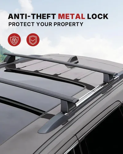 Vista 5 de Richeer Barras transversales para portaequipajes de techo de 220 libras compatibles con Grand Cherokee 2011-2021 (con rieles laterales ranurados)