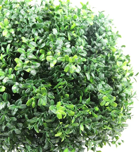 Vista 3 de Sunnyglade Juego de 2 Árboles de Bolas Topiarias de Boj Artificial de 21.6 Pulgadas de Alto, Arbustos en Maceta Resistentes a los Rayos UV, Plantas