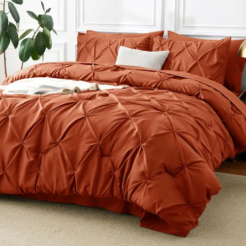 Vista 21 de CozyLux - Juego de edredón tamaño individual con sábanas Beige, 5 piezas, ropa de cama en una bolsa con pinzas, juego de cama tamaño individual