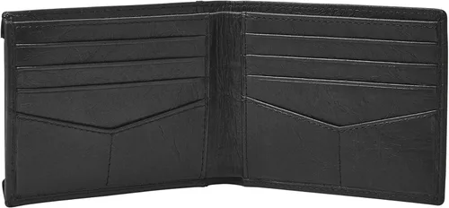 Vista 2 de Fossil Cartera de cuero plegable deslizante 2 en 1 con funda extraíble para tarjetas para hombres, Neel Negro