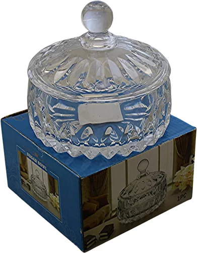 Vista 7 de Dependable Industries Inc. - Recipiente redondo de cristal para dulces y azúcar con tapa, perfecto para dulces, azúcar y cubos, adición esencial