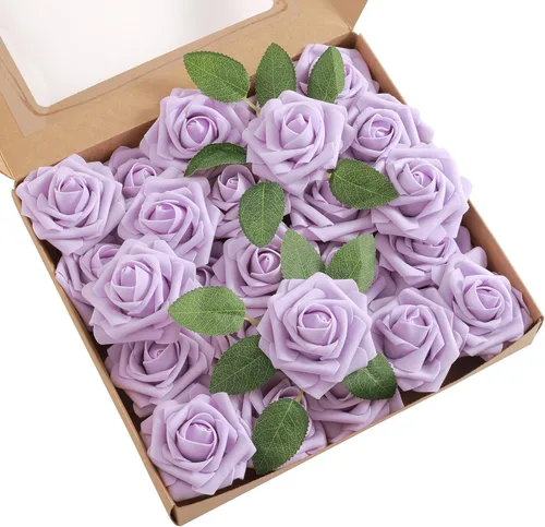 Vista 32 de Combo de flores artificiales, flores falsas para mesas de bricolaje, centros de mesa, baby shower, despedida de soltera, arreglos de ramo de boda