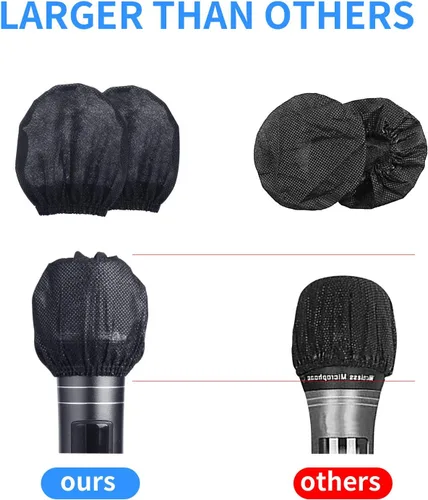 Vista 2 de 120 piezas (60 pares) Fundas desechables para micrófono no tejidas, cubiertas de micrófono envueltas individualmente para cubiertas de micrófono