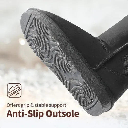 Vista 4 de DREAM PAIRS botas de nieve de invierno con forro de piel sintética para niños