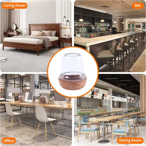 Vista 6 de Ezprotekt 24 piezas protectores pequeños de silicona transparente para patas de silla para suelos de madera dura, fundas para patas de silla