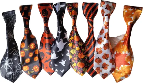 Vista 2 de Halloween Ghosts Neck Tie that Slips Onto Your Dogs Existing Collar (Small)