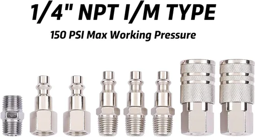 Vista 3 de AIRTOON 21 piezas de accesorios para compresor de aire NPT de 14 de pulgada, kit de inflado, con pistola de soplado, mandriles de aire, agujas