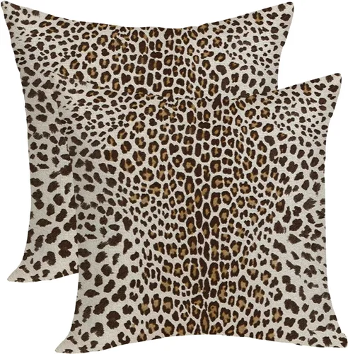 Vista 10 de Fundas de Almohada de Antílope 16x16 Paquete de 2, Fundas de Almohada Decorativas con Estampado de Piel de Animal Azul Marino, Fundas de Almohada