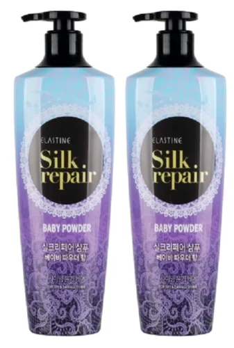 Elastine Silk Repair Shampoo Baby Powder Aroma x 2 unidades (18.6 fl oz 18.6 fl oz/cada uno)