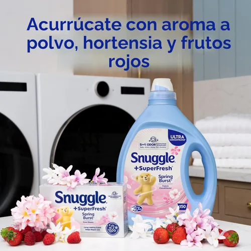 Vista 5 de Snuggle Suavizante líquido para telas, SuperFresh Spring Burst, elimina olores fuertes, concentrado 2 veces, 150 cargas (el tamaño puede variar)