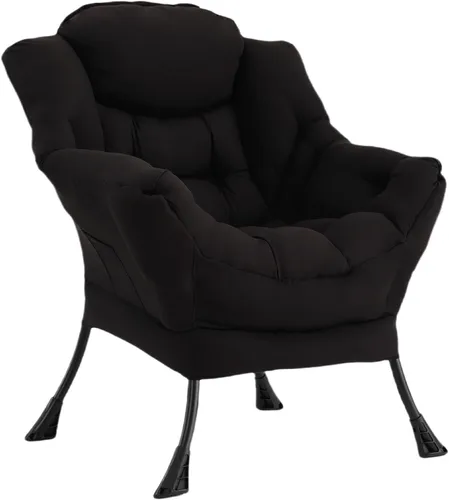 Vista 24 de Welnow - Silla perezosa con otomana, moderna silla de descanso con reposabrazos y bolsillo lateral, sillón de sofá tapizado de ocio, sillón de Gris