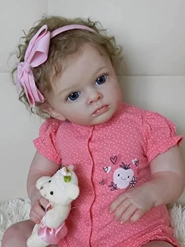 Vista 2 de Pedolltree Ropa de muñeca de bebé Reborn de 22 pulgadas, mono rosa dulce para muñeca recién nacida de 20 a 22 pulgadas