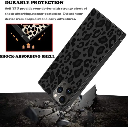 Vista 3 de Funda para iPhone 14 Pro para mujer, estilo clásico a cuadros, policarbonato duro + funda de silicona suave antideslizante para funda protectora