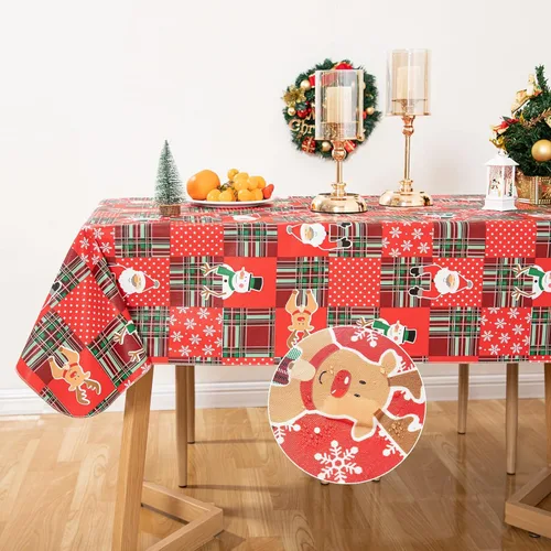 Vista 27 de Mantel redondo de vinilo de 60 pulgadas con reverso de franela, mantel para el día de San Valentín, mantel de hule 100% impermeable