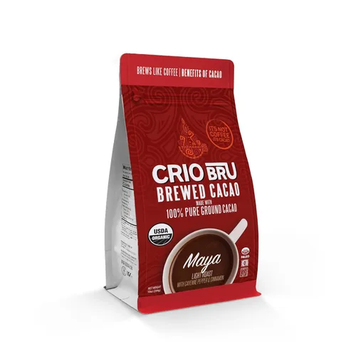 Crio Bru Café tostado ligero Maya de cacao elaborado - Bebida saludable natural alternativa al café | Granos de cacao 100% puros molidos | 99.99%