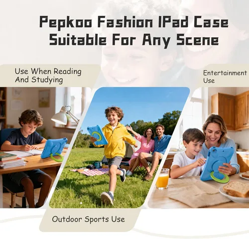 Vista 7 de Pepkoo Funda EVA anticaídas 9.7 para iPad, compatible con iPad 5ª/6ª/Air/Air2, con soporte ajustable, proporciona una protección completa de 360