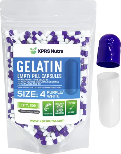 Vista 17 de XPRS Nutra Size 4 Empty Capsules - 100 Count Small Empty Gelatin Capsules - Pills DIY Capsule Filling - Fillable Pure Bovine Pill Gel Caps for