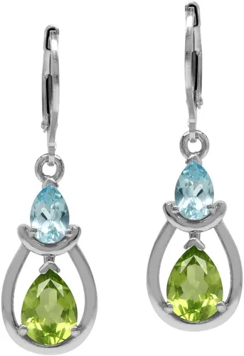 Vista 3 de Silvershake Pendientes de plata de ley 925 con forma de pera auténtica, chapados en oro blanco, con palanca, para mujer