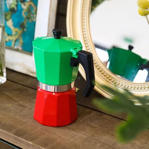 Vista 2 de Pilipane Cafetera de café expreso y cafetera, olla clásica de moka, cafetera de aluminio, cafetera de inducción Moka para capuchino o café con leche