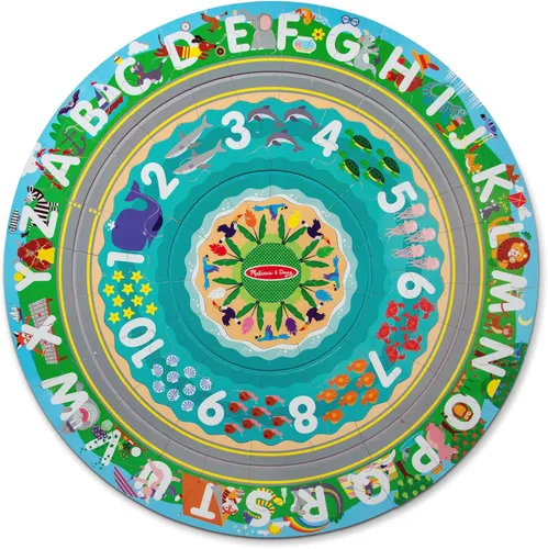 Melissa & Doug Round The Shore Tracks Rompecabezas de Cartón para Suelo y Vehículos de Cuerda – 48 Piezas, para Niños y Niñas de 4+ - Certificado FSC