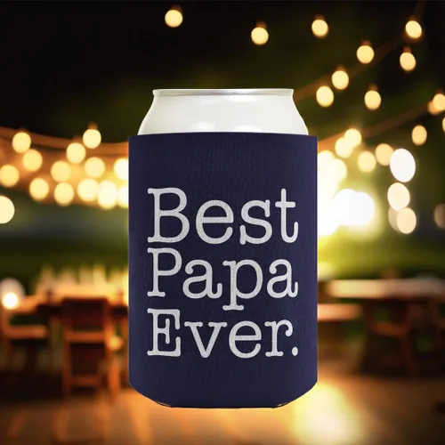 Vista 5 de Funny Beer Coolie Best Papa Ever Grandpa Gift 2 Pack Coolies Enfriadores de bebidas azul marino