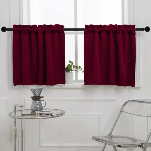 Vista 41 de Pickluc Cortinas de Cocina Café de 36 Pulgadas de Largo 2 Paneles, Cortinas de Nivel Opacas con Bolsillo para Barra, Cortina Corta Opaca