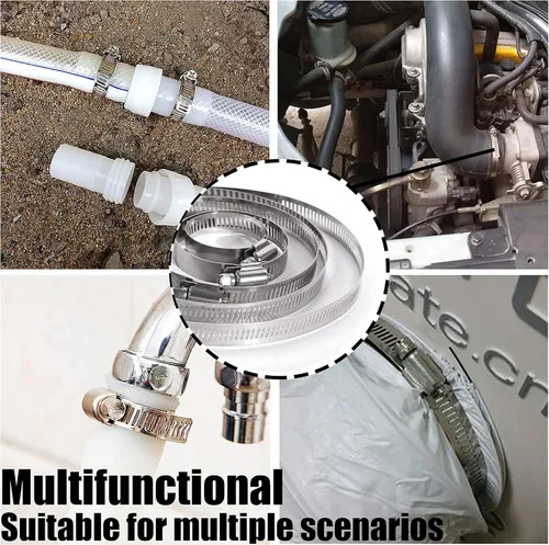 Vista 7 de Abrazaderas de manguera de acero inoxidable 304 Kit de bricolaje, correa de metal cortada a medida de 8 pies + 6 sujetadores, abrazaderas