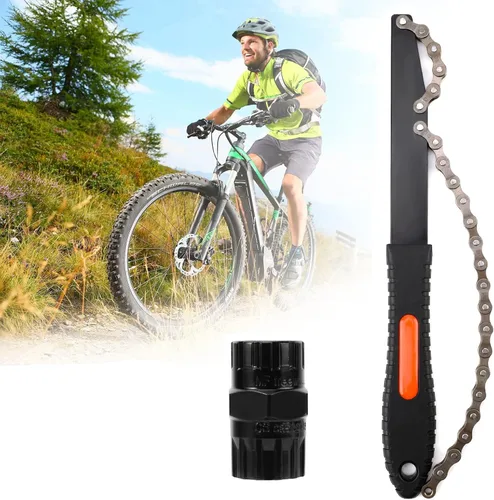 Vista 7 de Oumers Herramienta de extracción de casete de bicicleta, látigo de cadena de bicicleta y removedor de rueda libre 2 en 1, kit de extracción de piñón