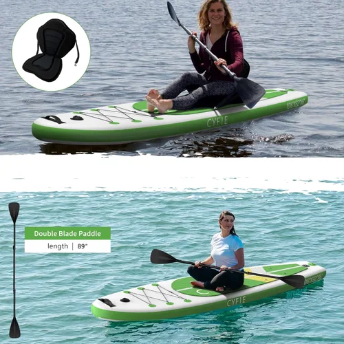 Vista 2 de CYFIE Tabla de remo de pie, SUP inflable extra ancha de 10 pies 6 pulgadas con asiento de kayak, accesorios para tablas de remo, bomba, remos