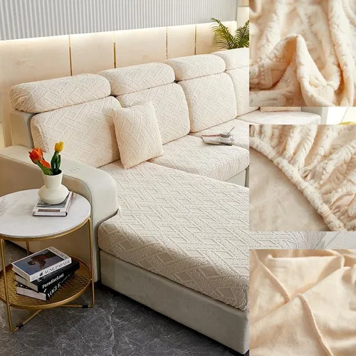 Vista 6 de INFLAG Funda universal resistente al desgaste, funda de sofá elástica, funda de sofá mágica para sofá modular en forma de L, antideslizante y Beige
