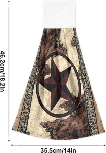 Vista 3 de Western Texas Star - Juego de 2 toallas de estilo vintage con diseño de estrellas en madera, rústicas, suaves, absorbentes, para cocina, barra