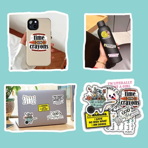 Vista 5 de Calcomanías con texto en inglés «I'm Trained in Combat I Can Do», calcomanías de vinilo impermeables para adultos, para laptop, Kindle, coche