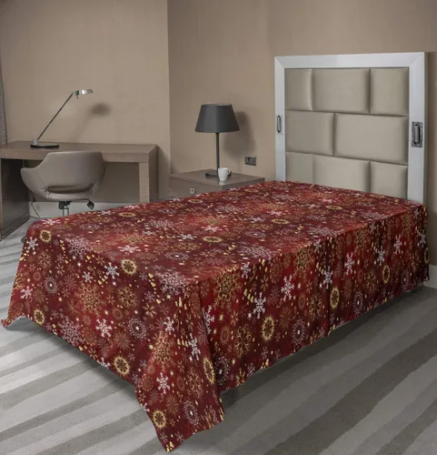 Vista 14 de Ambesonne Sábana encimera floral, patrón rítmico de ramas de bayas de Navidad, suave y cómoda, ropa de cama decorativa de 1 pieza, tamaño Verde