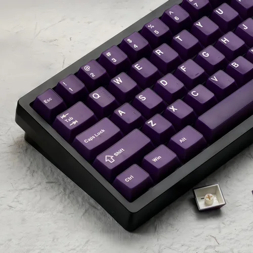 Vista 9 de dagaladoo Teclas negras topográficas Teclas PBT de doble inyección Teclas de teclado con brillo Teclas laterales impresas Teclas de perfil Cherry