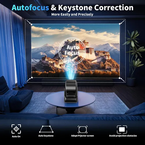 Vista 8 de [Aplicaciones integradas y enfoque automático] Mini proyector 4K 1080P 2026 actualizado Auto Keystone Proyector giratorio de 360° portátil, con WiFi