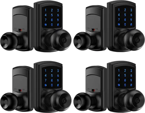 Vista 12 de Hidalife Cerradura de puerta de entrada sin llave con código, cerradura de puerta con teclado con asa, cerradura digital de pantalla táctil