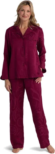 Conjunto de pijama Miss Elaine - Conjunto de pijama de satén para mujer, cintura elástica y parte superior con botones, ropa de dormir y ropa de