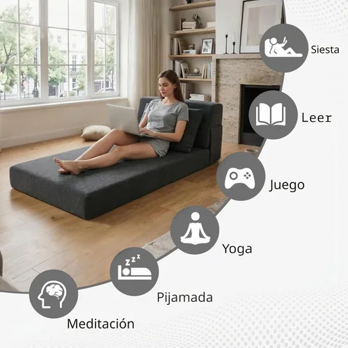 Vista 8 de Sofá Cama Plegable con Colchón, Sofá Cama Plegable con Funda para Silla de Cama con Almohada para Sala de Estar Oficina en Casa