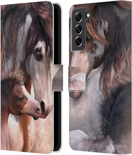 Vista 401 de Head Case Designs Officially Licensed Laurie Prindle A Morgan Christmas Western Stallion Leather Wallet Case Compatible with Samsung Galaxy A07 4G