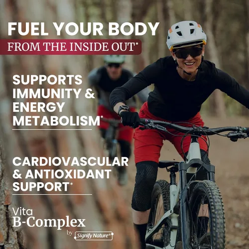 Vista 4 de SIGNIFY NATURE VitaBComplex con Vitamina C y E, Vitaminas del Complejo B para Mujeres y Hombres, Suplementos BComplex, VIT B1, B2, B3, B5, B6, B8