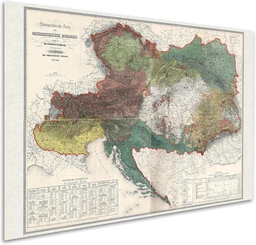 Vista 5 de Imperio Austriaco Etnográfico 1855 - Mapa antiguo - Cartografía histórica magnífica - Impresión solamente - 24 x 36 pulgadas