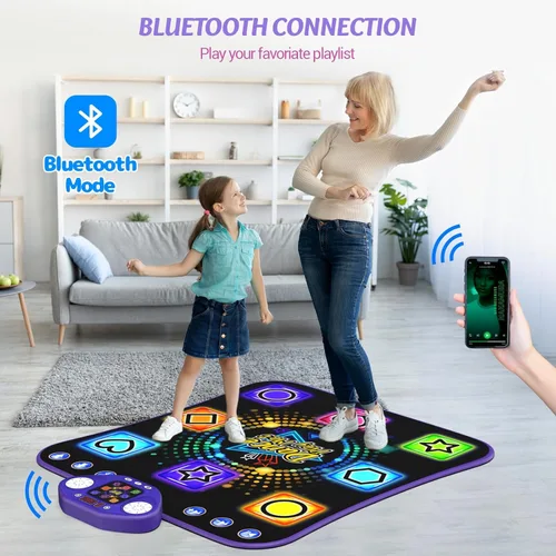 Vista 3 de Juguetes de Tapete de Baile para Niñas de 3-12 Años - Tapete de Baile Iluminado de 8 Botones para Niños de 4-8 Años Almohadilla de Baile Bluetooth