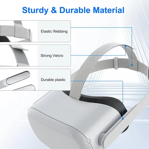 Vista 2 de Original Head Strap for Oculus Quest 2, Replacement Head Strap for Meta Quest 2, VR Accessories with 2 Pair Thumb Grip Caps