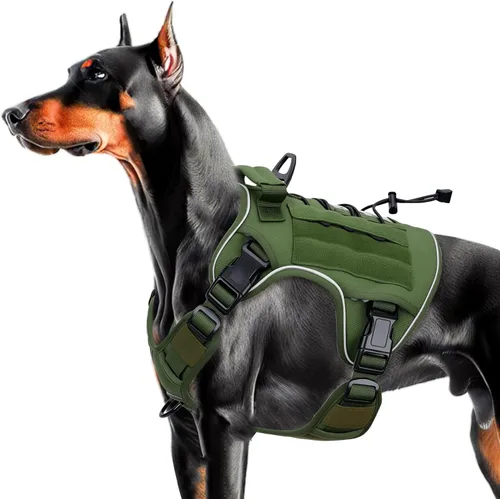 Vista 68 de Arnés táctico para perros grandes, chaleco reflectante ajustable sin tirones con sistema Molle, control de grado militar K9 para entrenamiento
