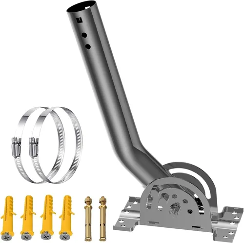 Vista 13 de Soporte de antena universal, poste ajustable resistente de 50 libras y soporte de montaje en J de pared, apto para antena de TV al aire libre